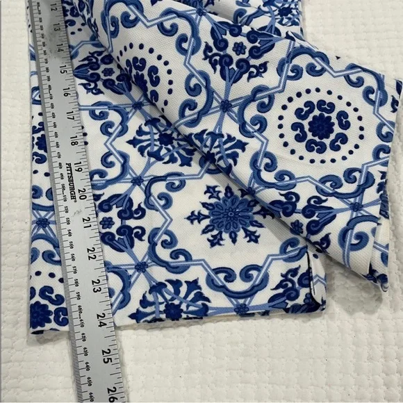 Talbots Blue White Porcelain Tile Print Cropped Ankle Pants Stretch Slim Fit XL - Picture 4 of 13